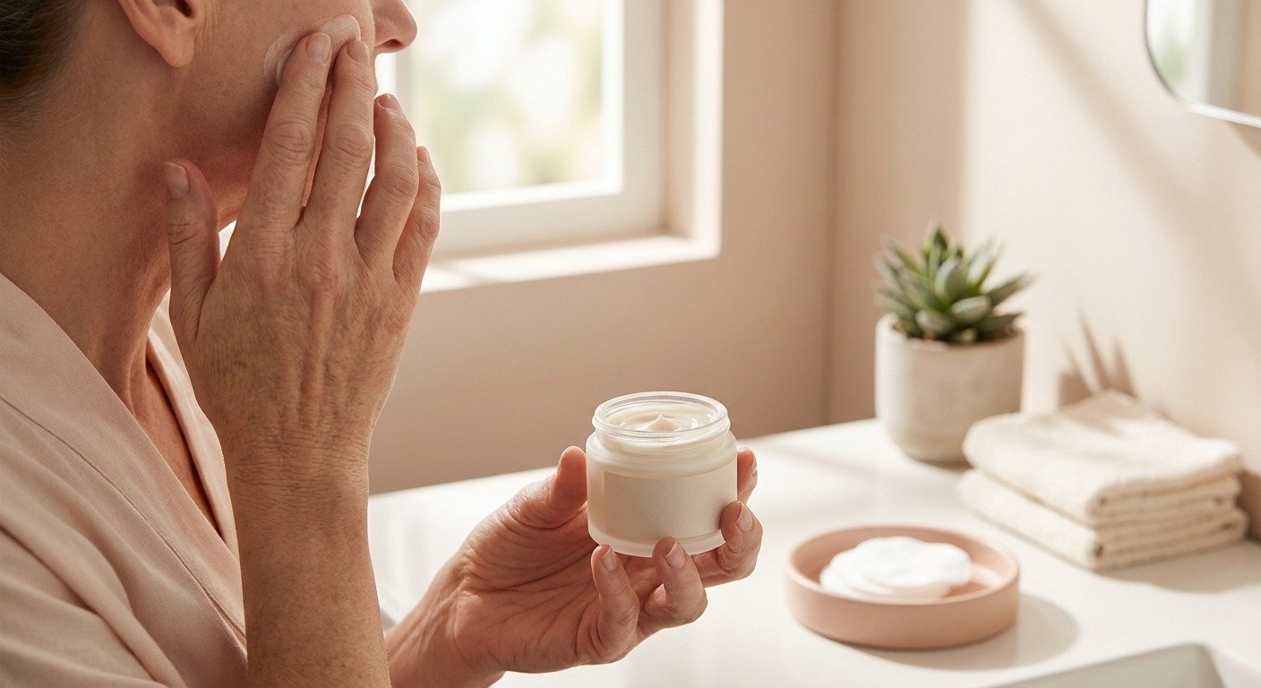 Gentle evening skincare routine for sensitive mature skin